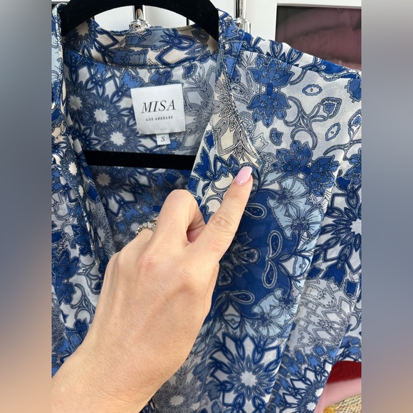 Misa Short Ruffled Blue Dress- Size Small - Picture 9 of 9